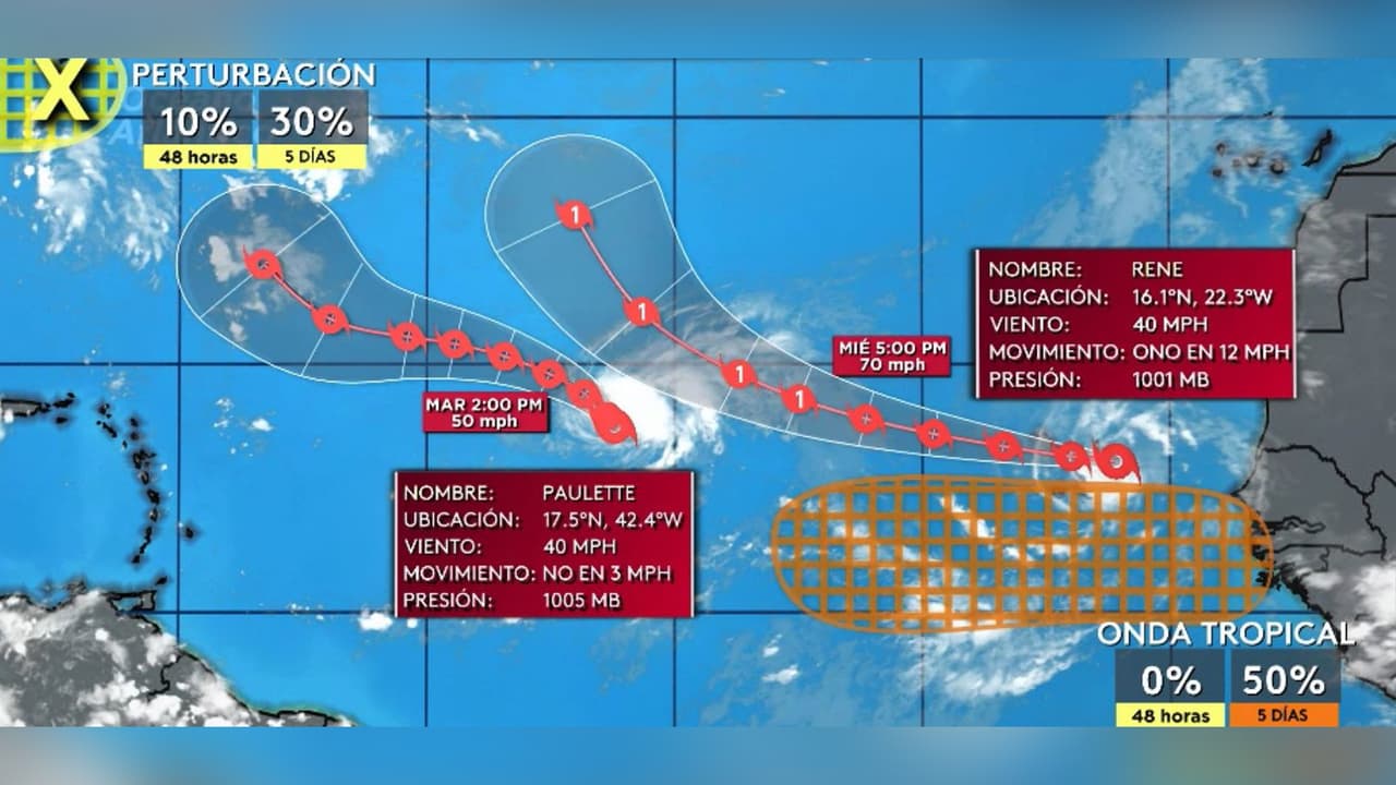 Se forman las tormentas tropicales Paulette y René en el Océano Atlántico