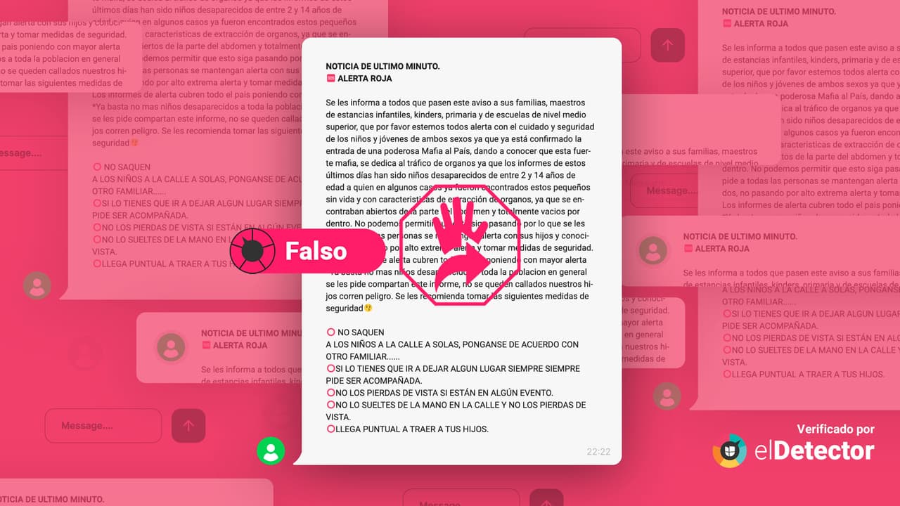 Es falsa esa cadena sobre una “poderosa mafia” de tráfico de órganos que secuestra a niños