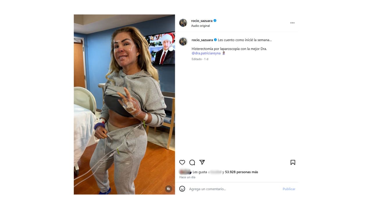 Rocío Sánchez Azuara se recupera de una histerectomía laparoscopia.