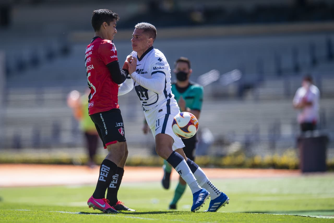 Se va sin goles el partido entre Pumas de la UNAM y Atlas, durante la Jornada 4 en el Estadio Olímpico Universitario. Atlas jugará contra Santos y Pumas se medirá ante Monterrey el próximo sábado en el Torneo Guard1anes 2021.