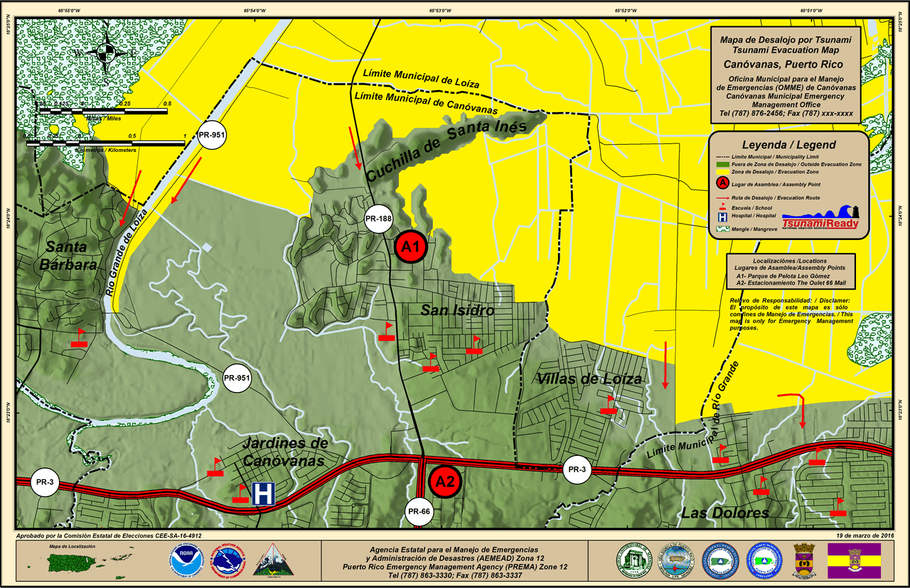 Mapa de desalojo de Canóvanas