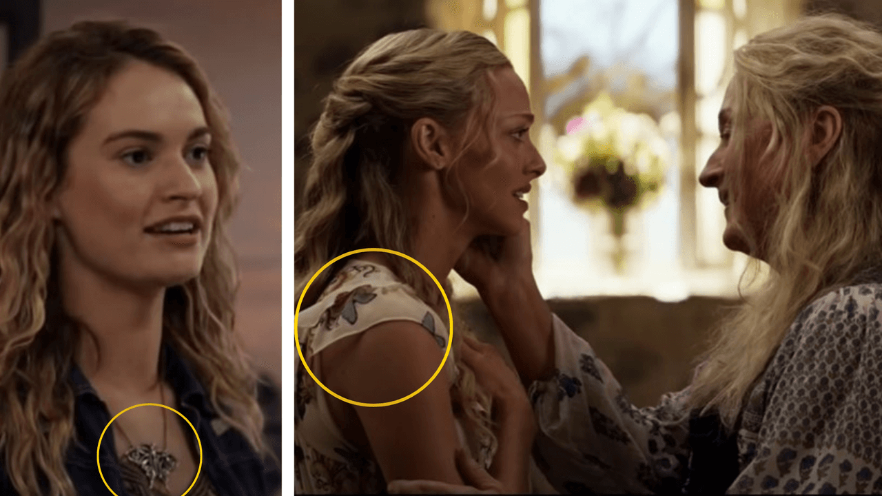<b>'Mamma mia: here we go again'</b>
<br>En la segunda parte de 'Mamma mia!' hay un vínculo importante en los accesorios que usa Donna de joven y la ropa de Sophie. Ambas portan mariposas, lo cual se hizo con la intención de dar a entender que los dos personajes tienen una profunda conexión madre-hija, que se mantiene a pesar de la muerte de Donna.