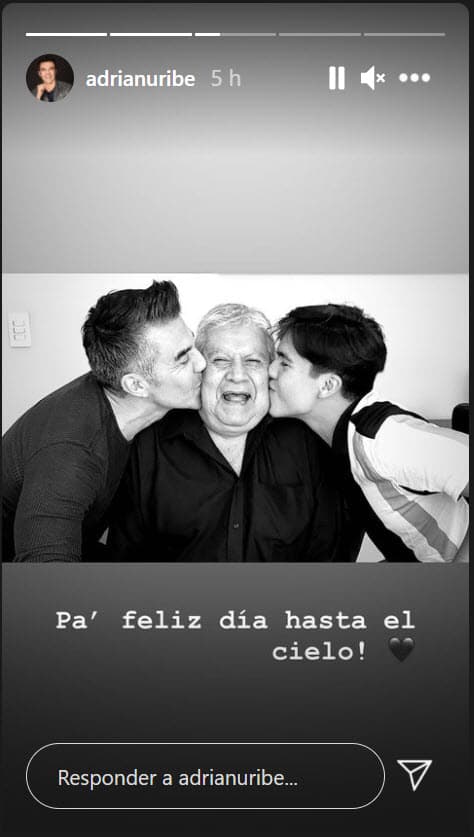 <b>Adrián Uribe</b> fue otro de los famosos que en recientes meses 
<b><a href="https://www.univision.com/famosos/asi-de-cruel-es-adrian-uribe-revela-que-el-covid-19-acabo-en-una-semana-con-su-padre-video" target="_blank">sufrió la muerte de su papá, don Salvador García Albarrán</a></b>. El padre del actor murió en enero pasado a consecuencia de covid-19 y en esta fecha tan especial lo recordó así.