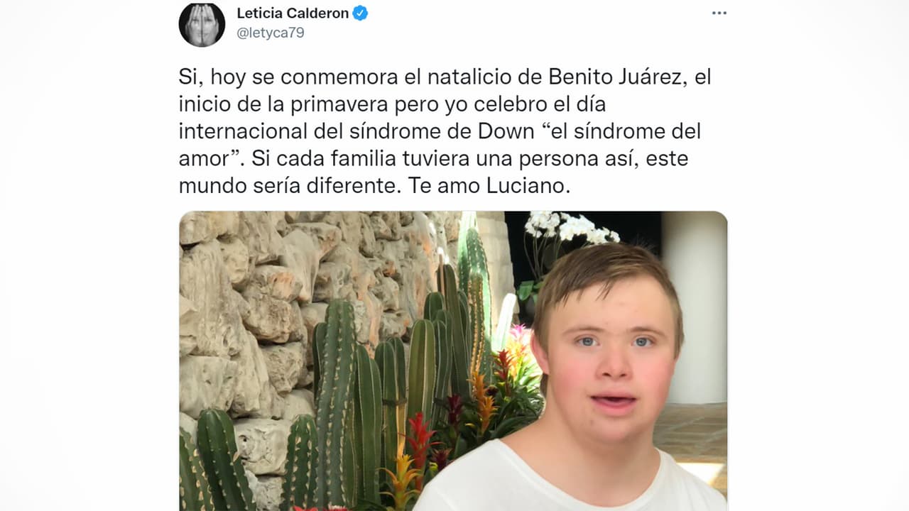 Lety Calderón dedicó un cariñoso mensaje a su hijo Luciano en el Día Internacional del Síndrome de Down.