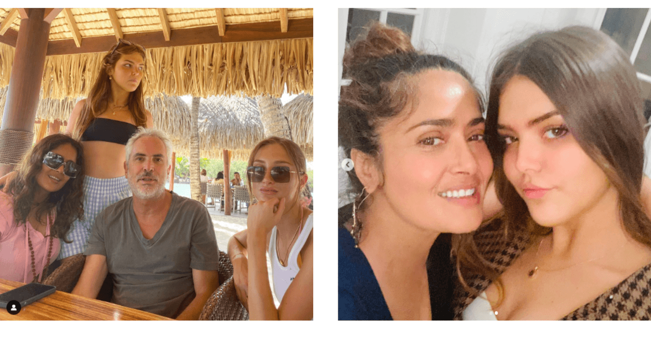 Salma Hayek, Mathilde Pinault, Alfonso y Bu Cuarón