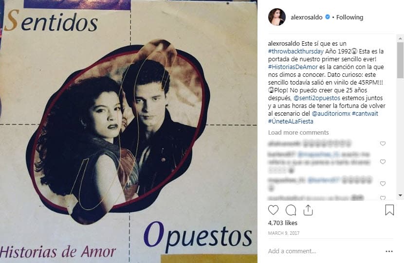 A Alessandra Rosaldo la conocimos desde 1992 cuando comenzaba con su carrera como cantante en el grupo Sentidos Opuestos y tenía solamente 21 años de edad.