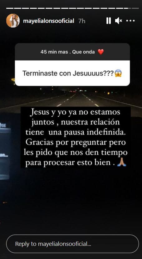 "
<b>Nuestra relación tiene una pausa indefinida</b>", escribió la empresaria y pidió tiempo para "procesar" la situación.
<br>