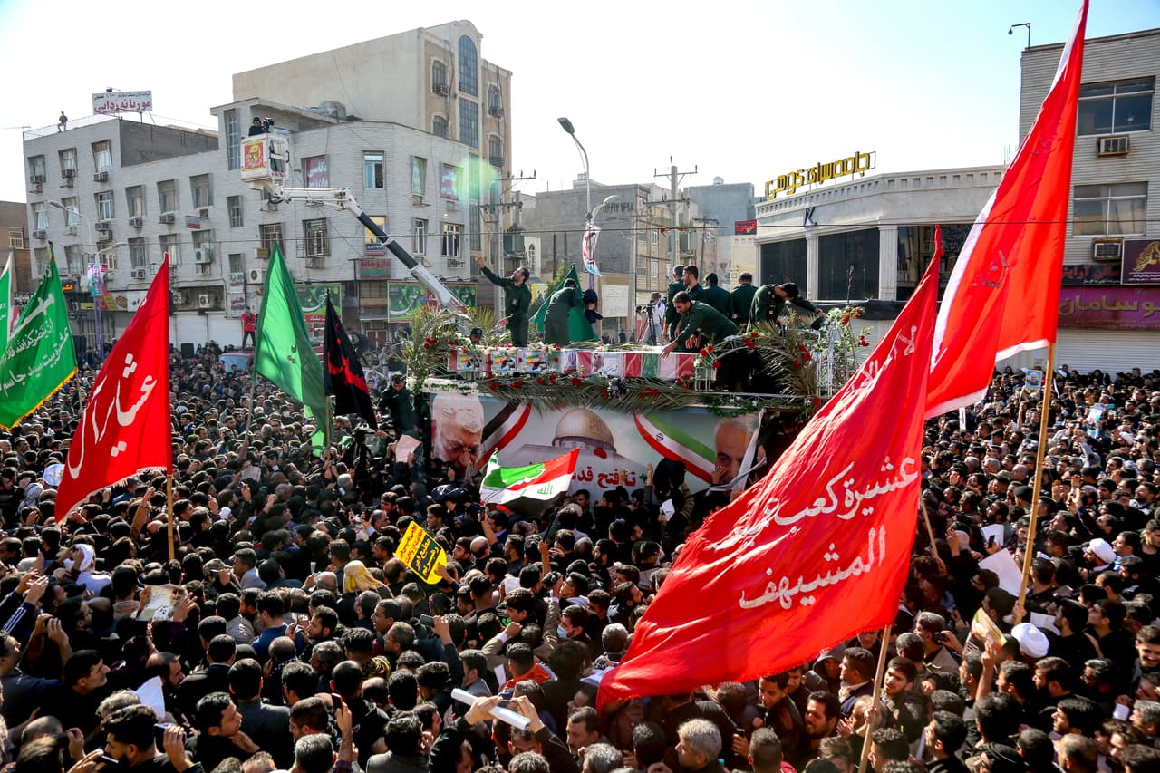 En la ciudad de Ahvaz, Iran, también rindieron homenaje al general Soleimani este domingo.