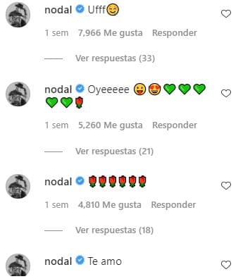 El cantante continuó escribiendo mensajes cortos. Comentó: "Ufff", "Oye", "Te amo", junto a emojis de corazones verdes, flores y caritas.