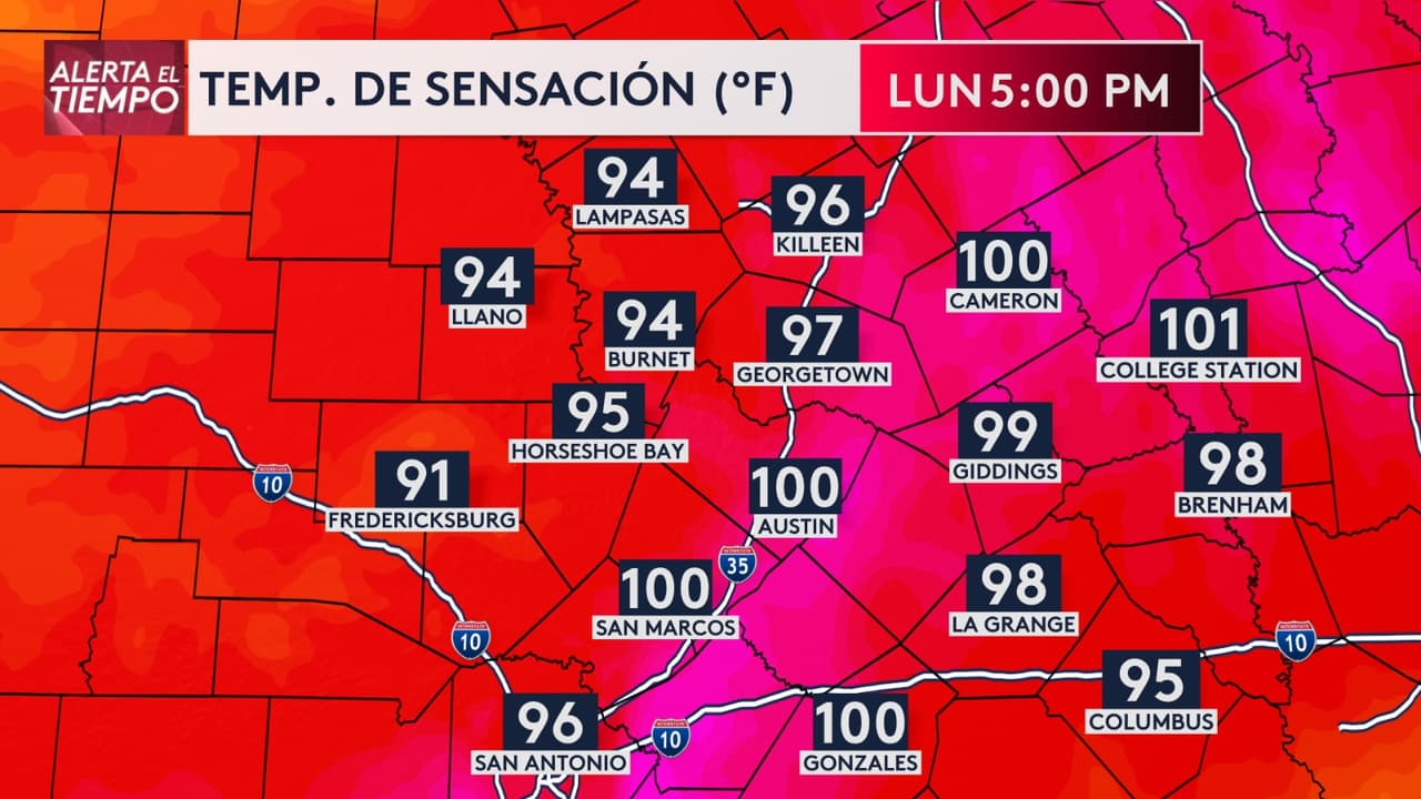 Sin embargo, el calor intenso se mantiene sobre la región. Las temperaturas de sensación pudieran llegar hasta los 100F.