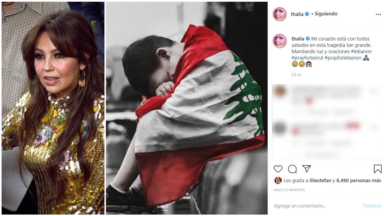 <b>Thalía</b> mandó "luz y oraciones" para las víctimas con una emotiva imagen.