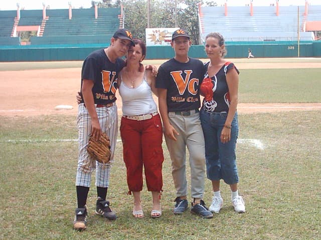José Delfin with his mother in Santa Clara, Cuba where he was already a national team player from the age of nine. Courtesy of the Fernández family/Univision.