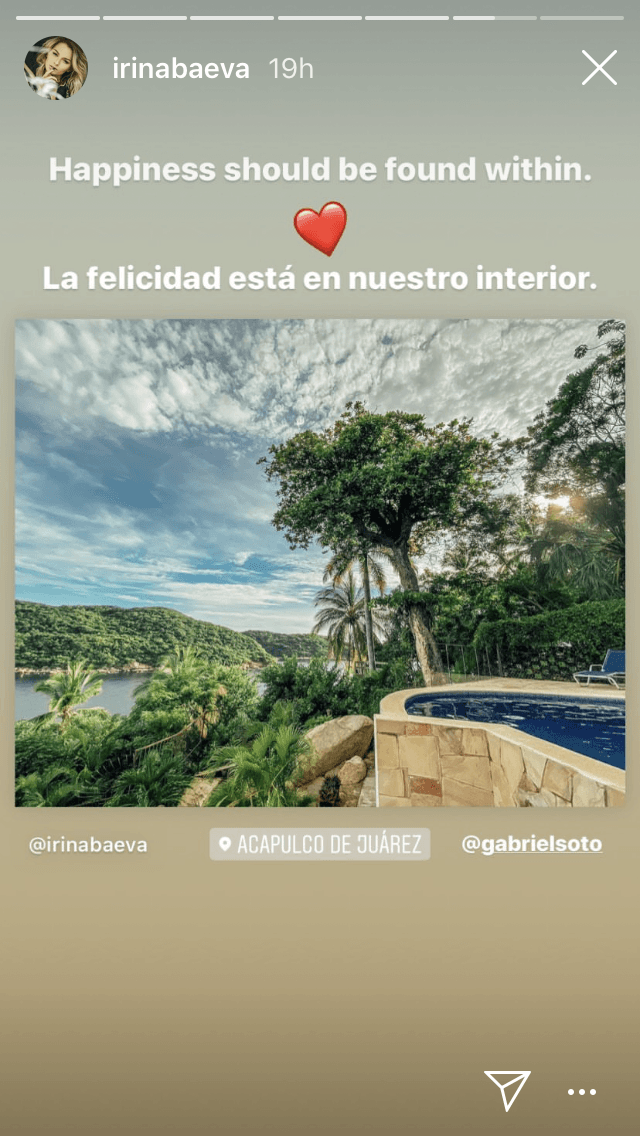 Además, la actriz rusa compartió la fotografía en sus historias con una frase de amor.