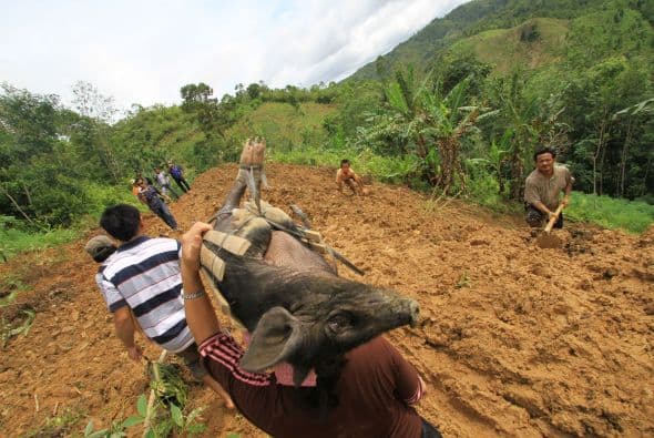 Las autoridades batallaron para trasladar tractores y excavadoras a través de caminos arrasados, horas después de que la lluvia torrencial causó aludes de lodo y rocas contra áreas montañosas de Manado.