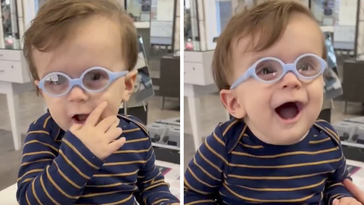 Bebé puede ver claramente por primera vez en su vida y su reacción te hará llorar