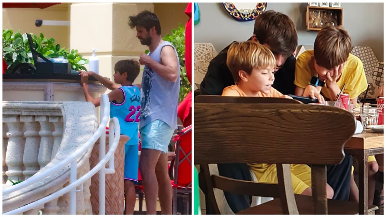 Piqué y sus hijos en su primera visita a Miami.