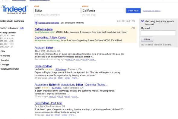 Indeed: De los sitios para buscar trabajo, este tiene al mes 140 millones de visitantes en Estados Unidos. Es un sitio totalmente gratuito para los solicitantes de empleo y tiene miles de páginas web de empresas así como bolsas de trabajo en todos los campos.