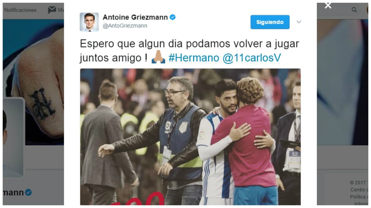 Griezmann a Vela: 'Ojalá algún día volvamos a jugar juntos, amigo'