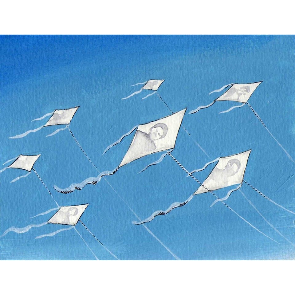 Augusto Metzli “The Teaching Students’ Kites” Acuarela, España