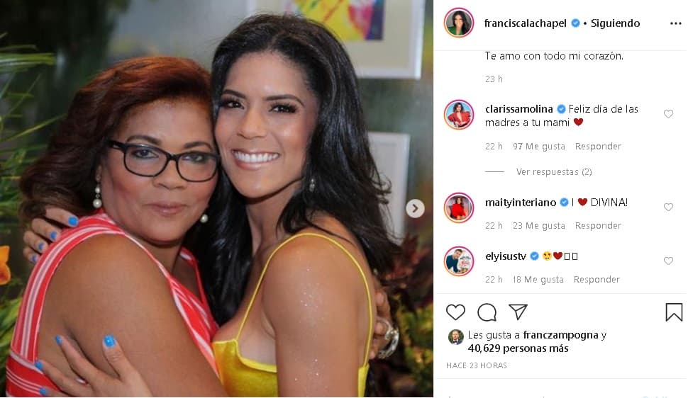 Francica Lachapel conmovió a sus amigos y compañeros en Instagram con una tierna dedicatoria a su mamá por el Día de la Madre, mismo que se celebró en República Dominicana el último domingo de mayo.
