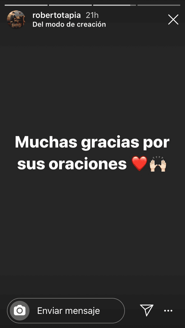 En otros mensajes que Tapia publicó el jueves 9 de enero, no cesó en agradecer las oraciones de sus fanáticos: "Muchas gracias por sus oraciones", publicó en uno.