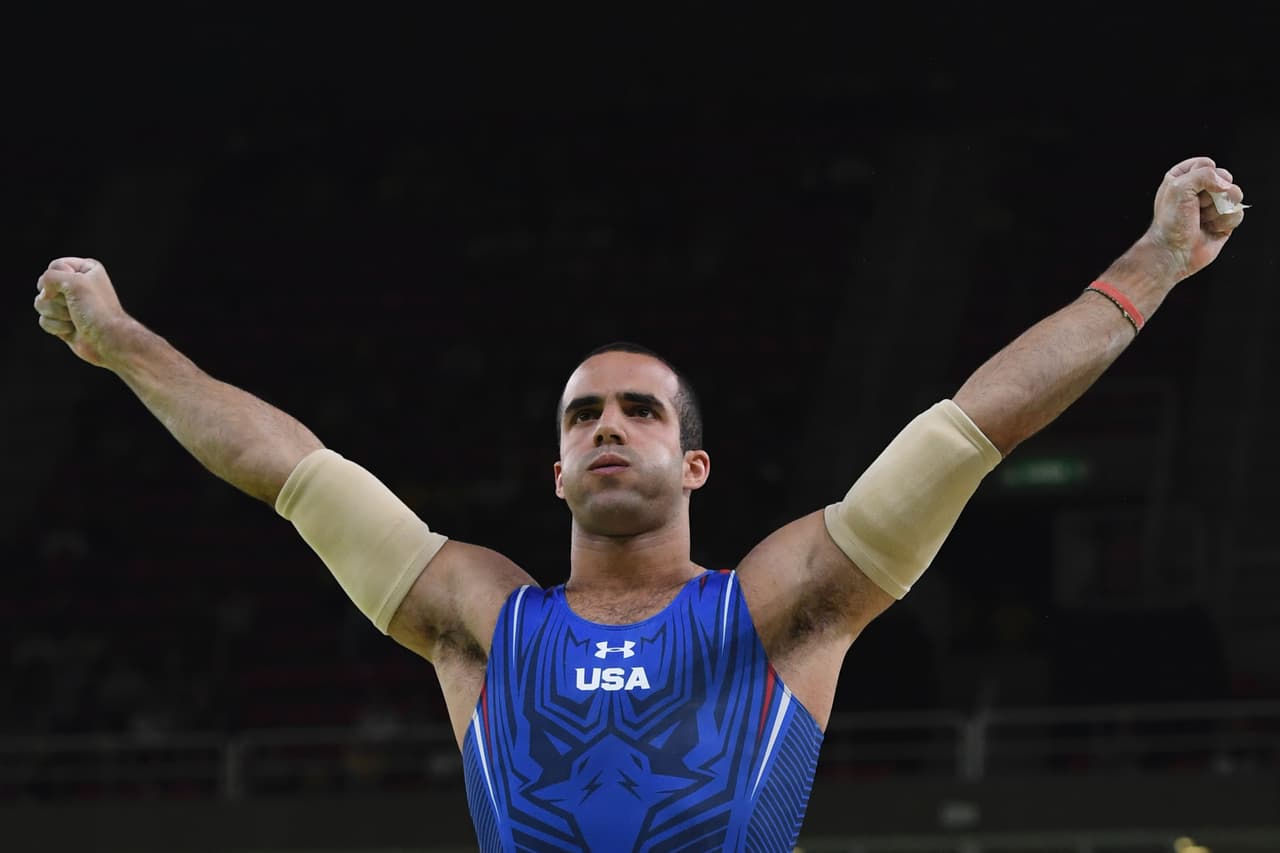 Al finalizar un ejercicio de suelo en la arena olímpica de Río.