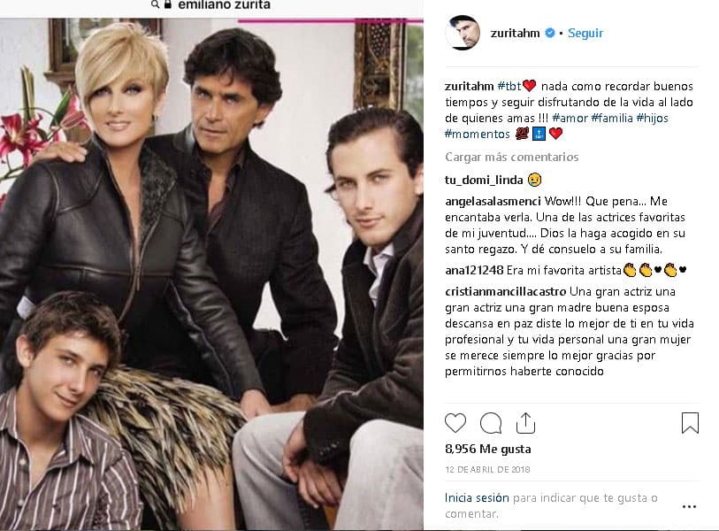 Humberto Zurita y la fallecida actriz formaron una familia junto a sus hijos Sebastián y Emiliano Zurita, quienes también siguieron sus pasos en la actuación. "
<b>Vivimos 33 años juntos</b>, de la mano de mis hijos, recorrimos el mundo y pudimos sobre todo compartir,
<b>tuvimos la fortuna de que Christian pudiera ver a sus hijos realizados ya como profesionistas</b>", concluyó.