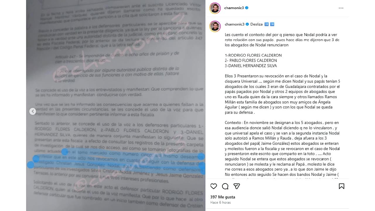 La renuncia de los abogados de Christian Nodal.