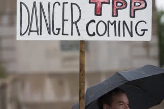 Protestas a las puertas del Capitolio en contra del tratado de libre comercio con doce países bañados por el Pacífico