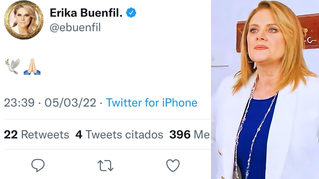 En Twitter, Erika Buenfil dejó el emoticono de una paloma que 
<b>simboliza la paz</b> y el de las manos en posición de oración.