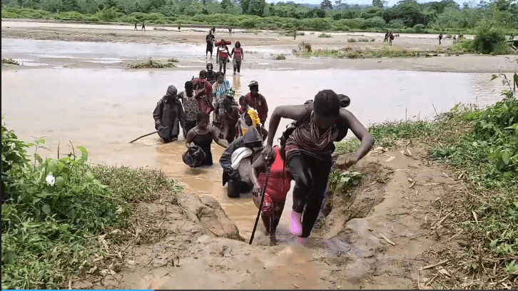 Migrantes cruzan selva del Darién.