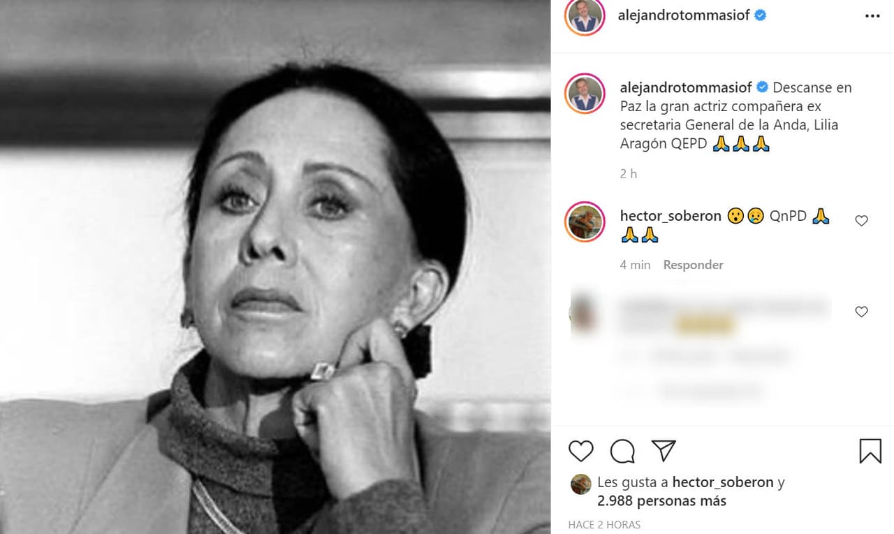 <b>Alejandro Tommasi</b> se unió a los mensajes de condolencias a través de su cuenta oficial de Instagram.