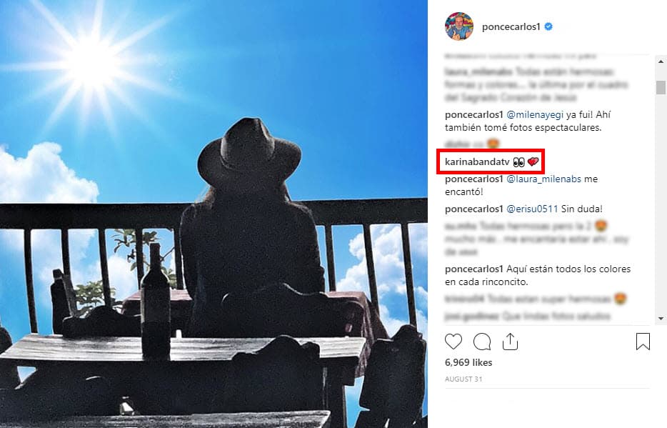 Como en esta fotografía que el galán puertorriqueño publicó y ella aparece: "Quindío a través de mis ojos. ¿Cuál te gusta más? Colombia, paraíso en la tierra. Eje cafetero". La presentadora mexicana comentó la instantánea con emojis de ojos y un corazón.