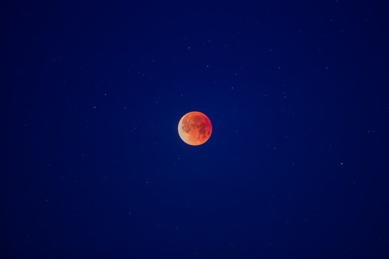 Este domingo 20 de enero a las 9:36 pm (ET) ocurrirá un eclipse total de luna en el que la Tierra se situará entre el Sol y la Luna, haciendo que el satélite pierda toda su luz y gane un intenso tono rojizo, lo que es conocido como luna roja o luna de sangre.