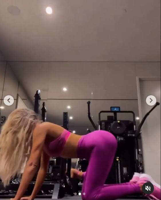 En las fotos y videos, que fueron tomados por la propia empresaria, se le ve luciendo su figura y algunos de los ejercicios que realiza para mantenerse en forma. 
<br>
