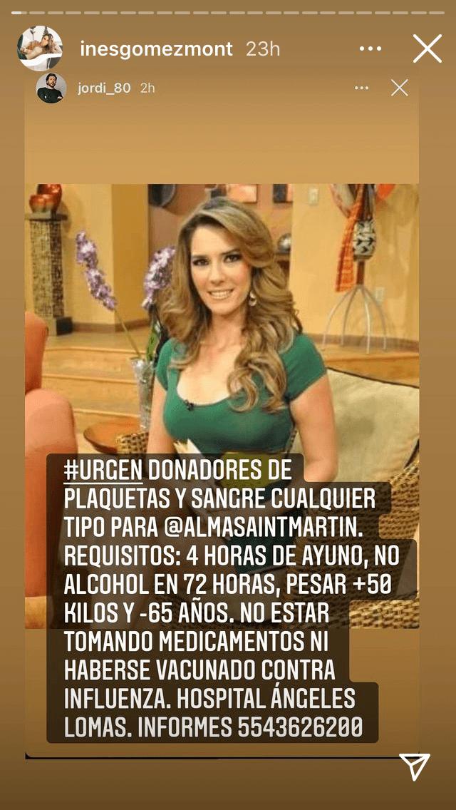 Lo hizo con esta foto y los datos que se necesitan para quienes quieran donar plaquetas en la Ciudad de México.