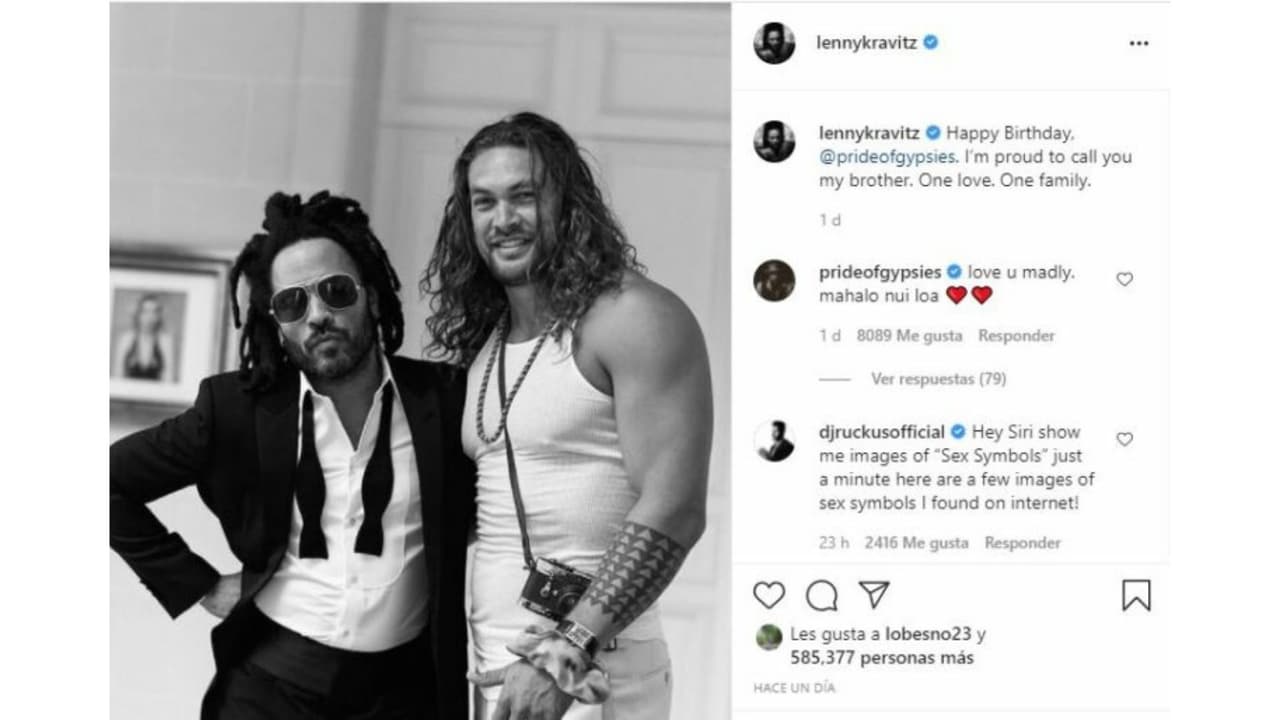 Lenny Kravitz felicita a Jason Momoa