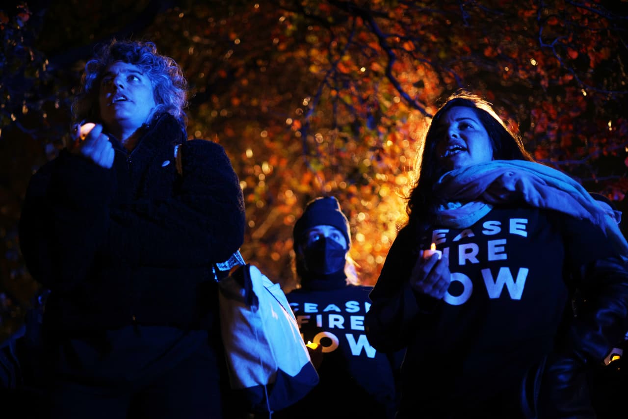 Manifestantes pro palestinos se concentraron la noche del miércoles en Washington DC.