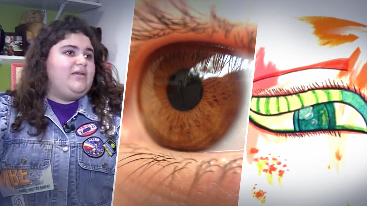 Adolescente hispana no puede ver bien, pero supera sus límites y pinta ojos