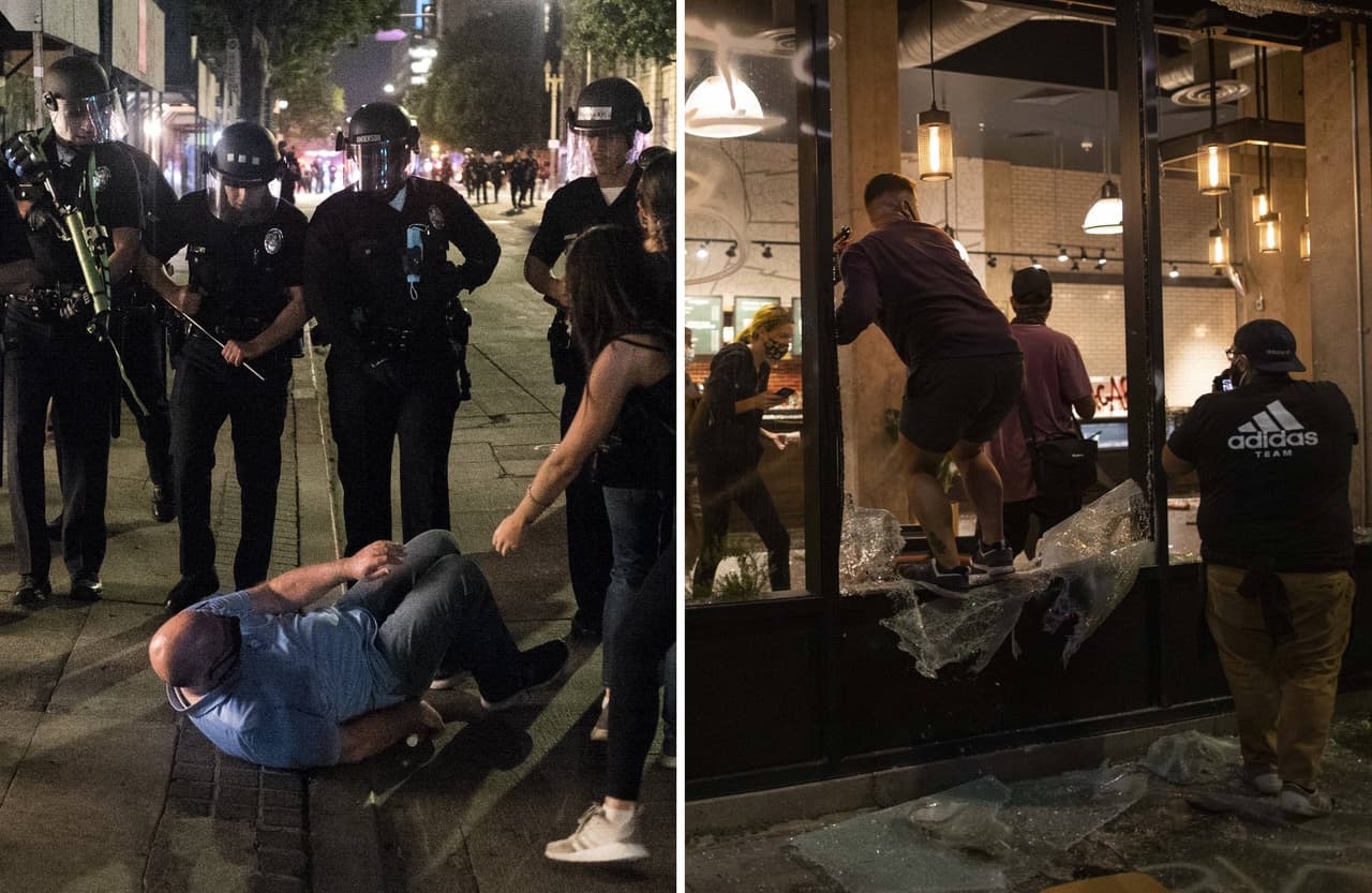 Cientos de personas arrestadas tras protestas por la muerte de George Floyd en el centro de Los Ángeles