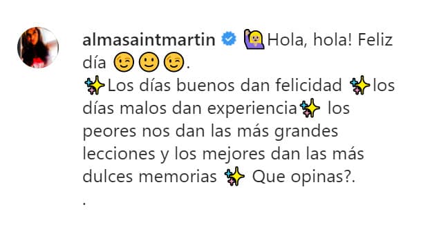 "
<b><a href="https://www.instagram.com/p/CGA_Rw6Bx0W/" target="_blank">Los días buenos dan felicidad</a></b>. Los días malos, dan experiencia. Los peores nos dan las más grandes lecciones y los mejores dan las más dulces memorias. ¿Qué opinas?".