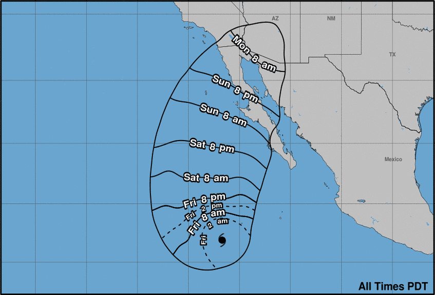 Trayectoria del huracán Rosa, en el Pacífico.