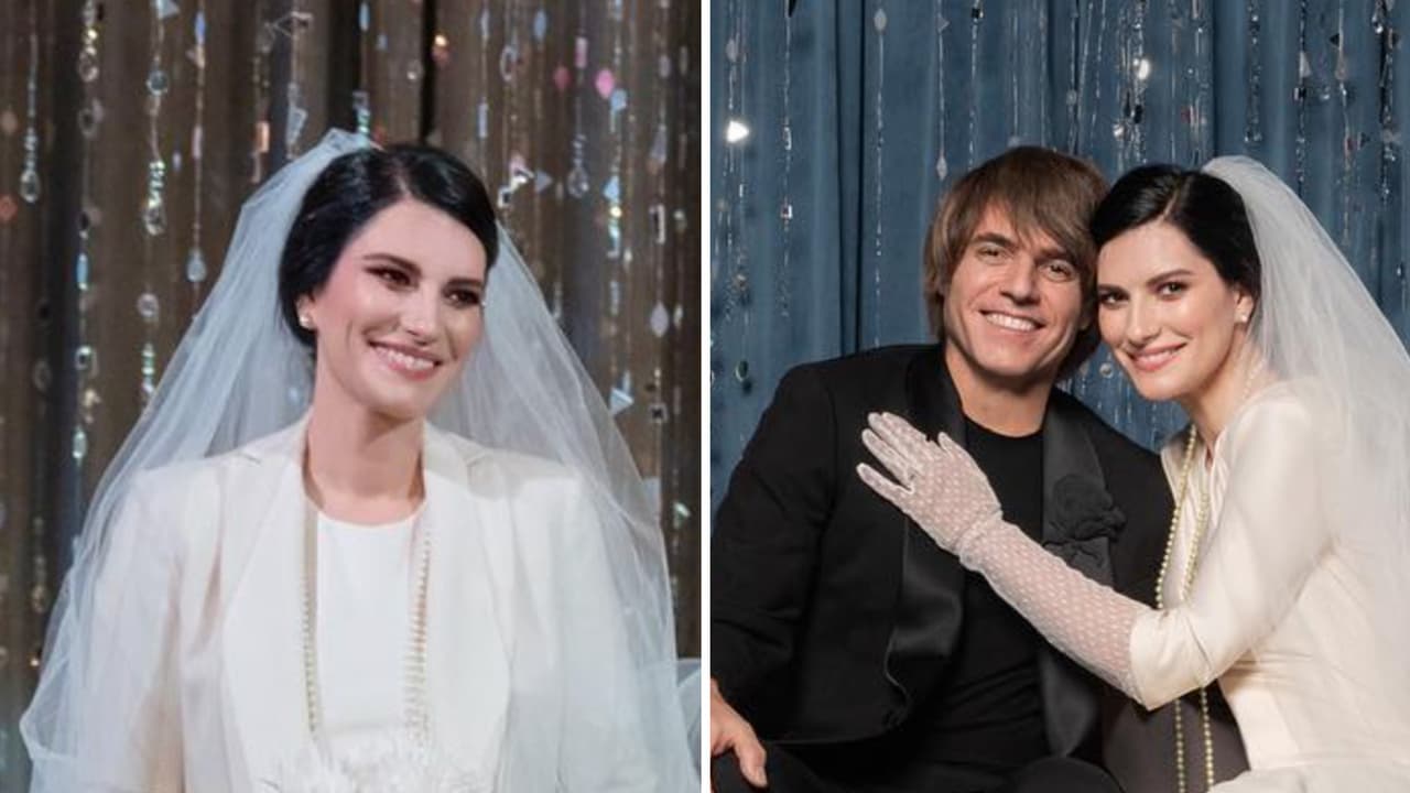 Tras 18 años de noviazgo, Laura Pausini se casa usando un singular vestido que robó las miradas