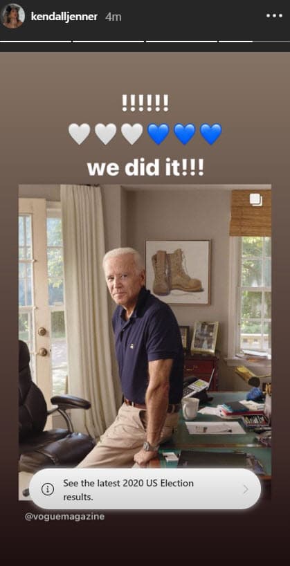 Su hermana
<b>Kendall Jenner</b> también aplaudió la victoria del partido Demócrata.