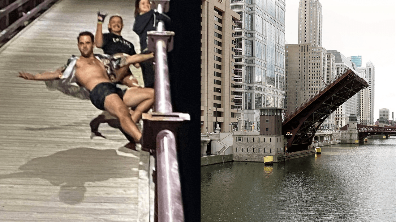 Video viral muestra a grupo de personas sobre un puente elevado en el centro de Chicago