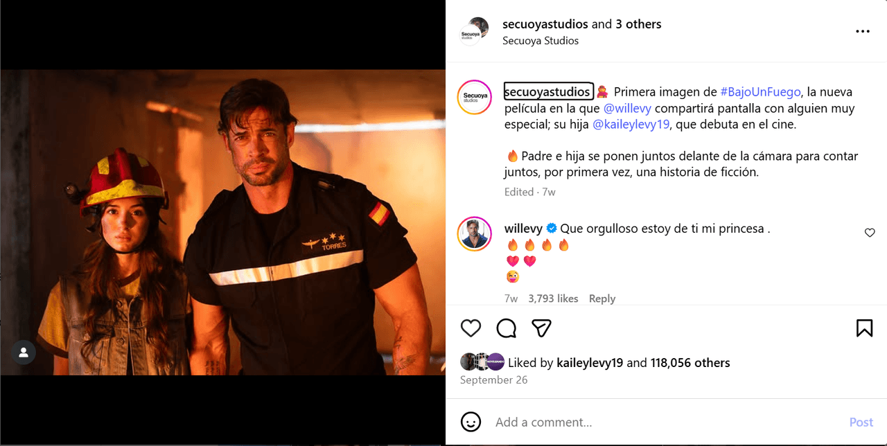Kailey debutó en la actuación de la mano de su papá, William Levy.