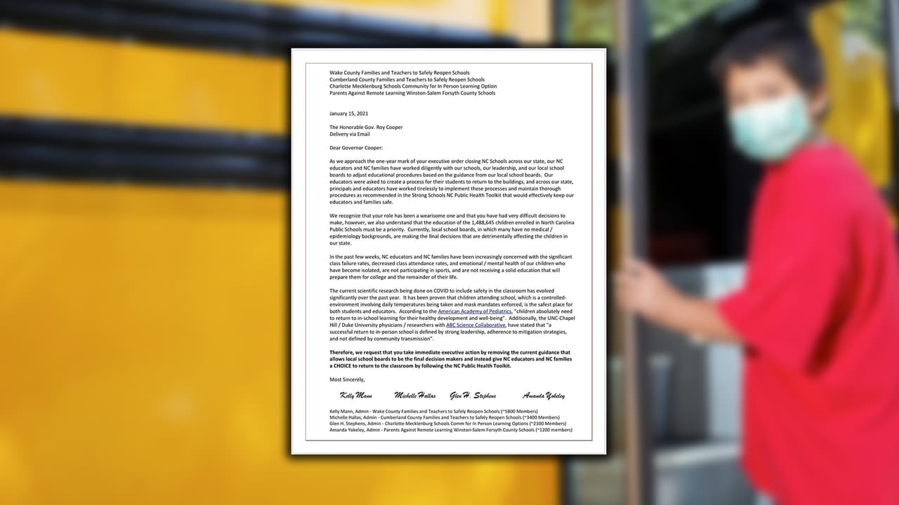"Por la salud emocional y mental": padres piden a Roy Cooper reanudar las clases presenciales 