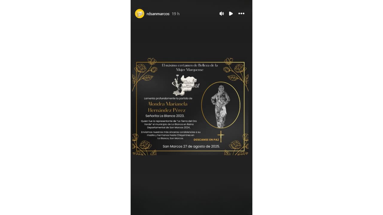 Así se informó la muerte de la joven reina de belleza.