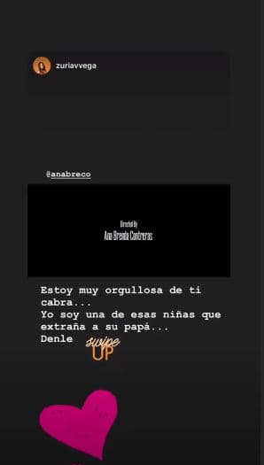 Asimismo, Zuria Vega publicó un mensaje para felicitar a Ana Brenda, con quien se sintió identificada en este cortometraje debido a que ella también enfrentó la muerte de su padre, el actor Gonzalo Vega en octubre de 2016.