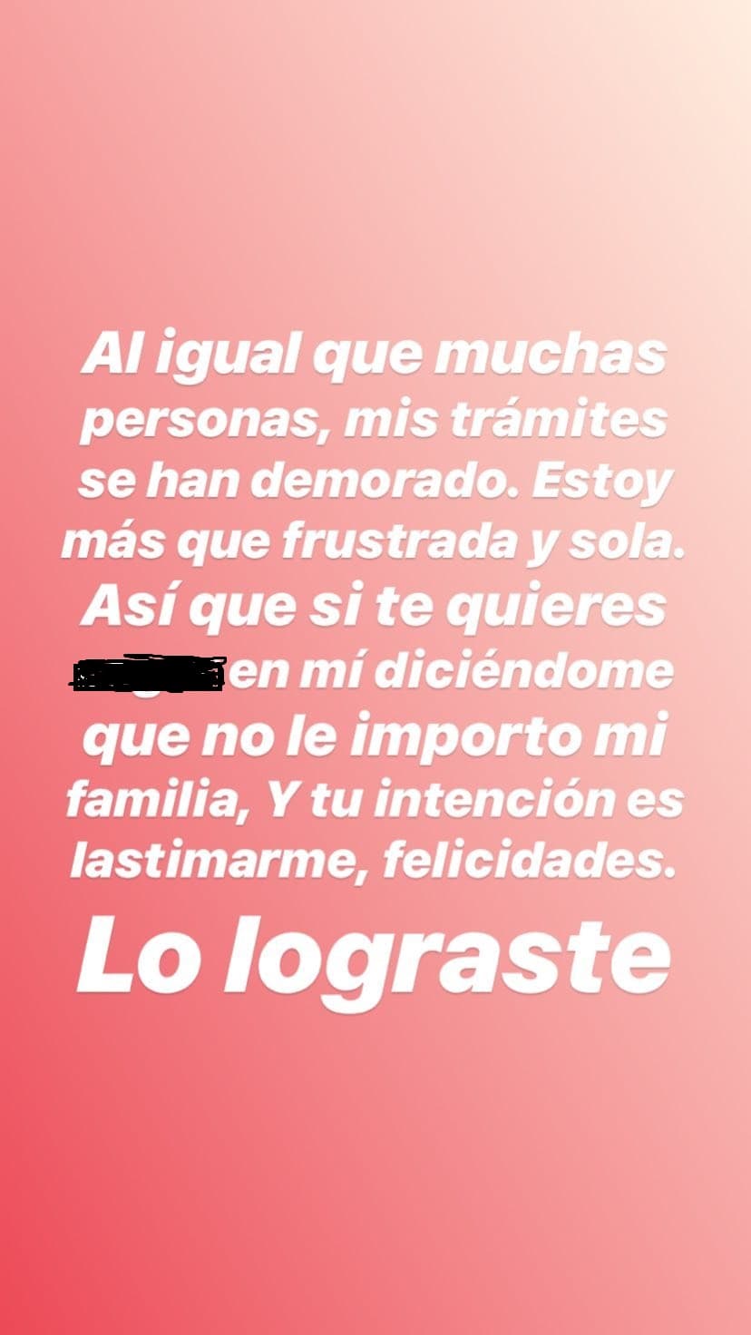 Asegura que estos ataques y comparaciones con otros miembros de su familia, la hacen sentir mal.